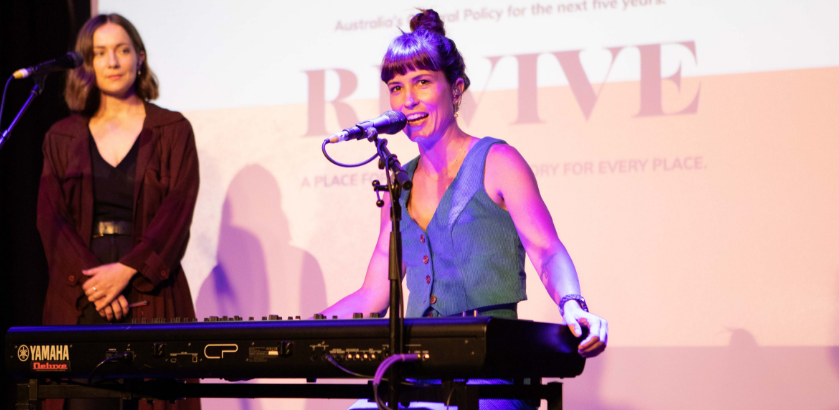 Missy Higgins performs at the launch of the National Cultural Policy, Revive