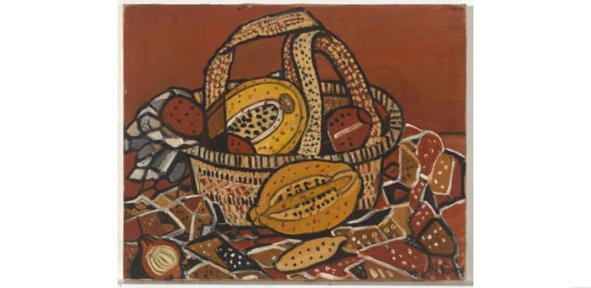 Margaret Preston, Still life: fruit (Arnhem Land motif), 1941, National Gallery of Australia, Kamberri/Canberra, purchased 1976 © Margaret Rose Preston Estate/Copyright Agency.