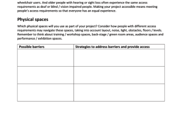 Arts Access Australia—Project Accessibility Plan Template